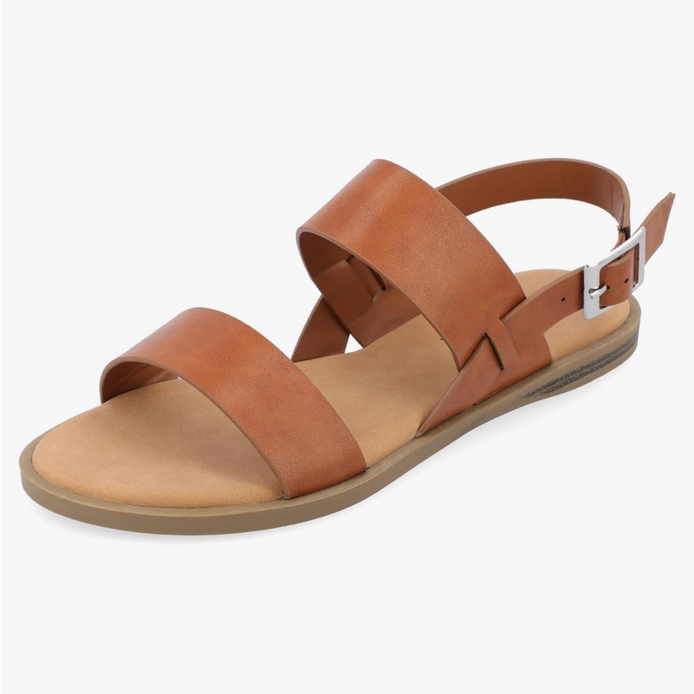 NEW Journee Collection Tan Sandals with Adjustable Ankle Strap